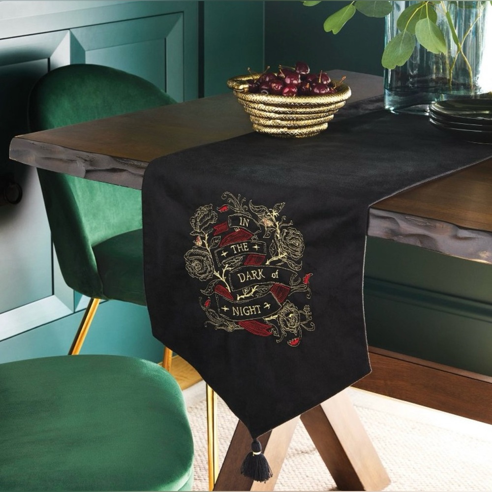 Threshold “In the Dark Night” Table Runner Embroidered 14 x 72 inch NWT Velvet